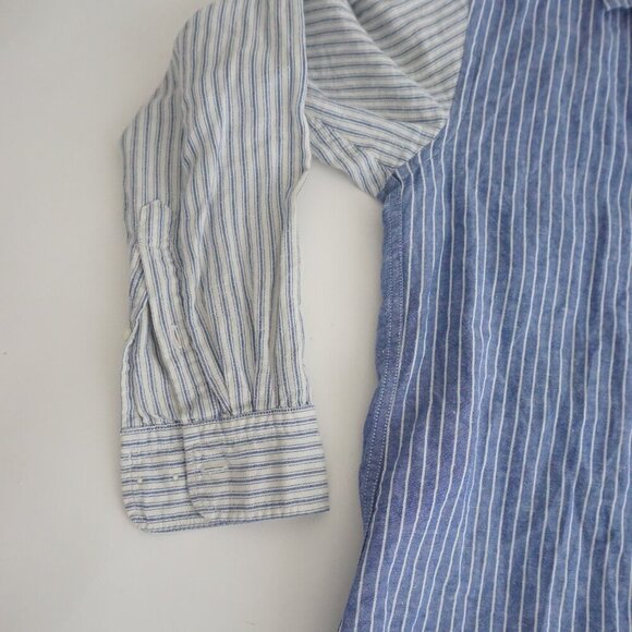 Jw Anderson X Uniqlo Blue White Stripe Linen Blend Button Down Dress Shirt Small - Picture 6 of 9